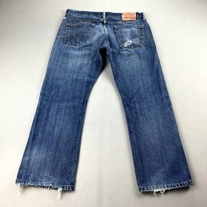 Levis 514 Jeans Mens 34x30 Blue Denim Straight Leg Fit Medium Stone Wash Red Tab